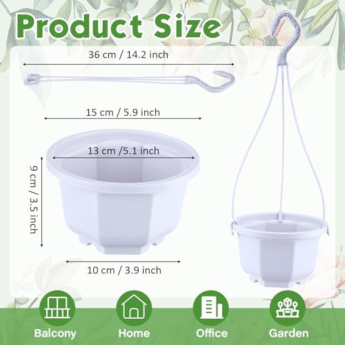 Roshtia 24 Pcs Hanging Planter Pot with Hook, Ceramic White, 6 Inch - color: Ceramic White, size: 6 Inch