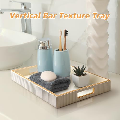 SANZIE Leather Tray Desktop Storage Organizer, Rectangle Valet Tray, White - color: White Holder