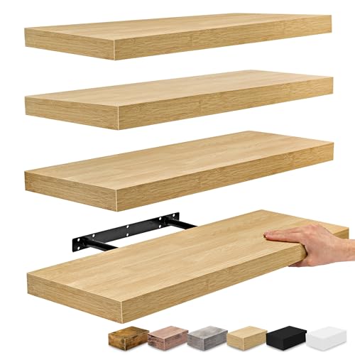 Sorbus Floating Shelves for Wall, Wood Wall Storage (4 Pack, Maple Wood) - color: Maple Wood, size: 4 Pack