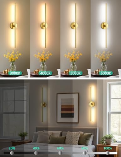 Wall Sconces Battery Operated Set of 2, 10000mAh Rechargeable Wall Lights - color: Gold