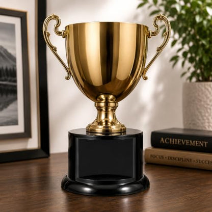 Premium Black Gloss Display Pedestal Base – Weighted Round Stand for Trophies, Figurines & Crafts - size: Large