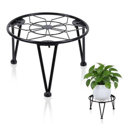 Vigordream Metal Plant Stand Indoor Outdoor Planter Holder (Black, 8 Inch) - size: 8 Inch