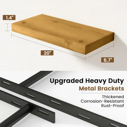 Solid Wood Floating Shelves for Wall 20 inch,Natural Wooden Shelf Set of 2 - color: Natural, size: 20inches-2P