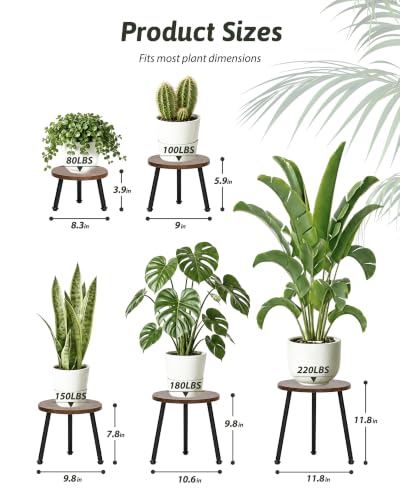 GENTINGBRO plant stand indoor 5 pack wood plant stool set mid century