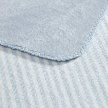 Laura Ashley - Reversible Throw Blanket for Couch 50x70, Soft Blanket - color: Oxford Stripe Blue