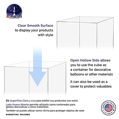Acrylic Pedestal Display 18 Inch Tall Box Riser Vertical Rectangle Column Clear 5 Sided No Lid Showcase Pedestal Tower Podium Art Display Box by Marketing Holders - size: 18" Cube-Clear