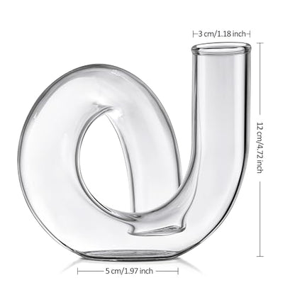 Joeyan Handmade Small Glass Flower Vase,Decorative Geometric Glass Bud Vase - color: Clear