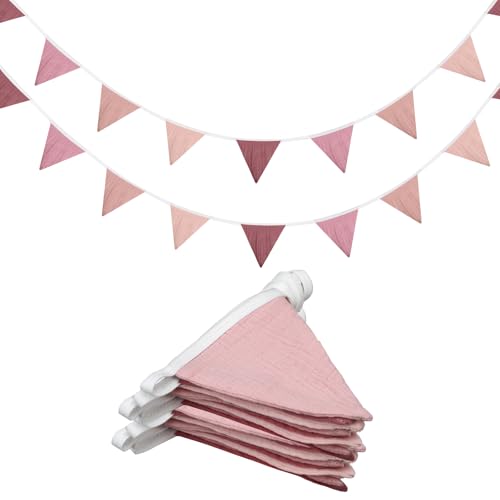 Oudain 2 Pcs Pennant Banner Flags Nursery Garland Triangle, Pink Color - color: Pink Color