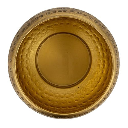 Creative Co-Op Round Hammered Metal Container with Bee Finial, Brass Finish - size: 6 inches (Diameter) x 7 inches (Height), style: Bee