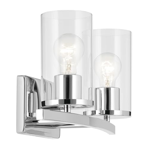 Kichler Crosby 2-Light Bathroom Vanity Light, Chrome - color: Chrome, size: 2 Light, style: Clear Glass