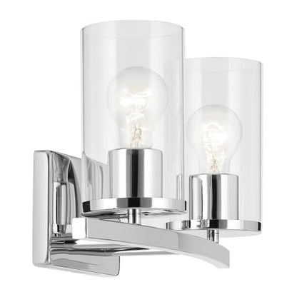 Kichler Crosby 2-Light Bathroom Vanity Light, Chrome - color: Chrome, size: 2 Light, style: Clear Glass