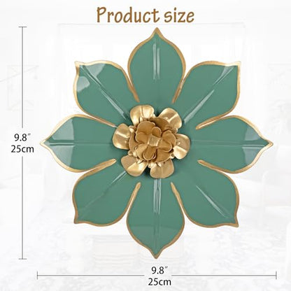 Villa Como 10" Green and Gold Metal Flowers Wall Art Decor Wall Accent 1PC - color: # 1 Green