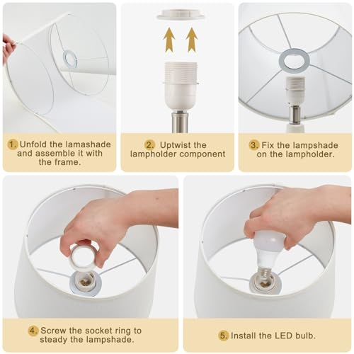 GyroVu 18" Table Lamp Set of 2, Ceramic Table Lamp Classic Beside Lamps Nightstand Lamp Modern Lamp for Living Room, Bedroom & Office Rocker Swtich Cream-LED Bulbs Included - color: 18.63" Ceram