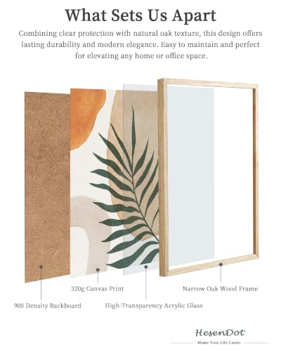 HesenDot Natural OAK Wood Abstract Botanical Leaf Framed Wall Art,12x16in - color: Abstract Leaf