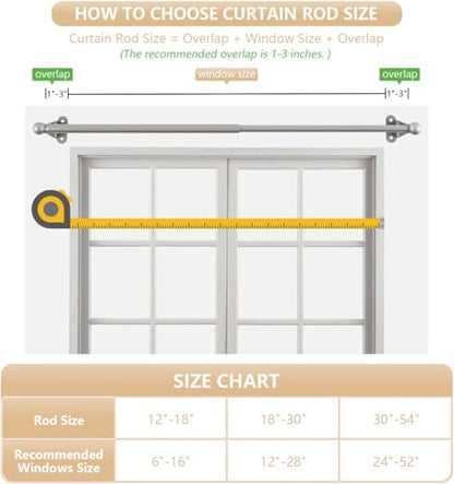 Cafe Curtain Rod 12-18 Inch, 1/2" Diameter, Door Curtain Rod, Nickel - color: Nickel, size: 12-18 Inch