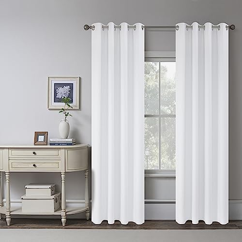 KEQIAOSUOCAI Pure White 100% Blackout Linen Curtains 80 Inches Long 2 Panels for Bedroom,Modern Farmhouse Full Black Out Room Darkening Thermal Insulated Window Curtain Panels W50 x L80 Inch Length - color: Pure White, size: 50"W x 80"L (Pack of 2)