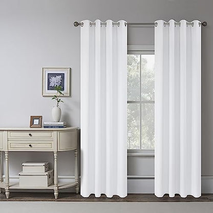 KEQIAOSUOCAI Pure White 100% Blackout Linen Curtains 80 Inches Long 2 Panels for Bedroom,Modern Farmhouse Full Black Out Room Darkening Thermal Insulated Window Curtain Panels W50 x L80 Inch Length - color: Pure White, size: 50"W x 80"L (Pack of 2)