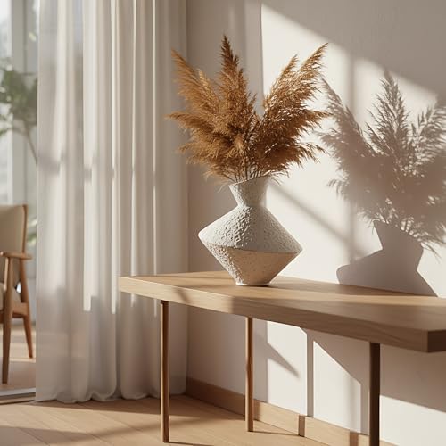 Cast Iron Decorative Vase, Dried Flower Rustic Vases, Wabi Sabi Vase for Modern Home Decor, Living Room, Shelf Decor, Enterway, Wedding, Office, Table, Bedroom, Kitchen, 8.86" H (White) - color: White