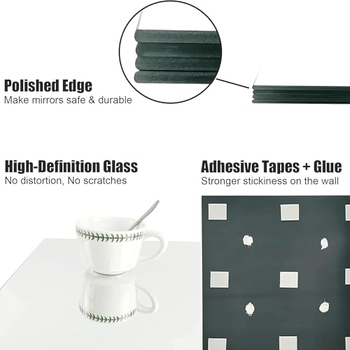 TRAHOME Home Gym Mirror Tiles for Wall, 14"x12"x4PCS Full Length Mirror - size: 14"x12" (4 PCS)