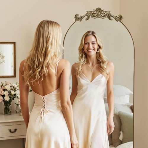 MISSDAY Vintage Full Length Mirror 65"x24" Baroque Arched Mirror, Bronze