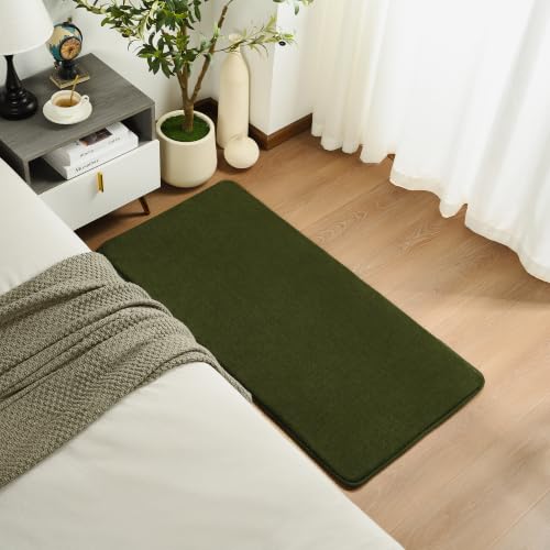 Amearea Modern Washable Runner Rugs, 2x4 Olive Green Bedroom Runner Rug - color: Olive Green, size: 2' x 4' (Runner)