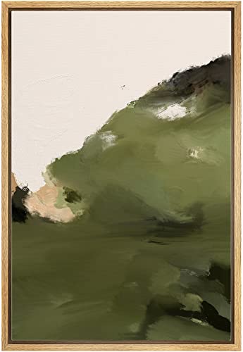 IDEA4WALL Framed Canvas Print Wall Art Pastel Watercolor Green Mountain Range Abstract Nature Illustrations Modern Art Bohemian Decorative Colorful for Living Room, Bedroom, Office - 16"x24" Natural - color: A01-04-m38, size: 24"L x 16"W