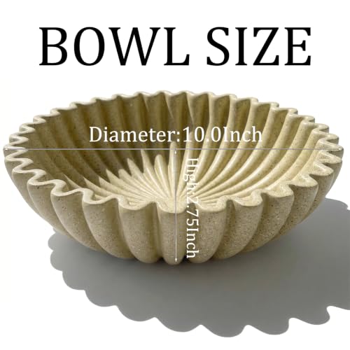 Decorative Bowls for Home Decor (Large Sandstone, 10''x 3'') - color: Sandstone, size: 10''x 3''