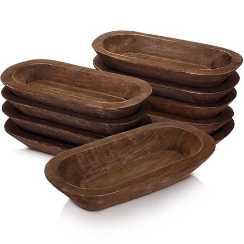 Nuogo 10 Pack 12.5 Inches Wooden Dough Bowls Bulk Rustic Bowls, Brown - color: Brown, size: 12.5 Inches