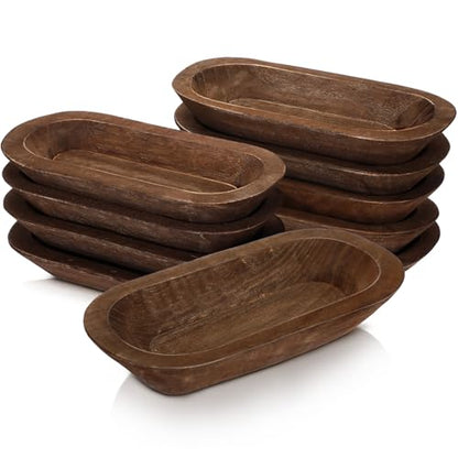 Nuogo 10 Pack 12.5 Inches Wooden Dough Bowls Bulk Rustic Bowls, Brown - color: Brown, size: 12.5 Inches