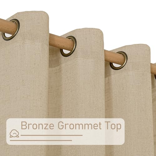 LAMIT Brown Linen Kitchen Curtains 40 Inch Length 2 Panels, 34 x 40 Inch - color: Brown, size: 34"W x 40"L (Pack of 2)