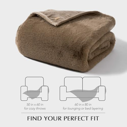 EverGrace Faux Chinchilla Fur Throw Blanket, 50"x60", Tawny Mink - color: Tawny Mink, size: 50"x60"
