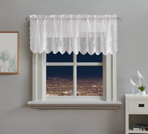 Warm Home Designs Luxury Lace White Crochet Valance. SIC White Valance - color: White, size: 54"W x 18"L (Pack of 1)