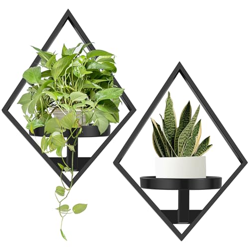 Sbosbo Wall Plant Holder, 2 Pack Metal Floating Shelves Indoor, Window Sill Plant Shelf for Bedroom Bathroom Living Room Home Office - size: 2 Pack