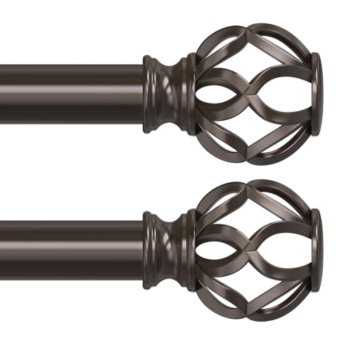 2 Pack Bronze Curtain Rod 36-60, 1 Inch Curtain Rods for Windows - color: Bronze, size: 36"-60" (2 Pack)