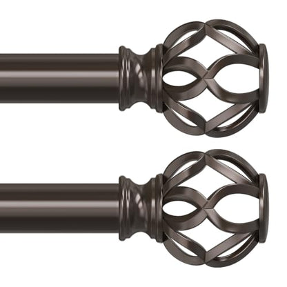 2 Pack Bronze Curtain Rod 36-91, 1 Inch Curtain Rods for Windows - color: Bronze, size: 36"-91" (2 Pack)