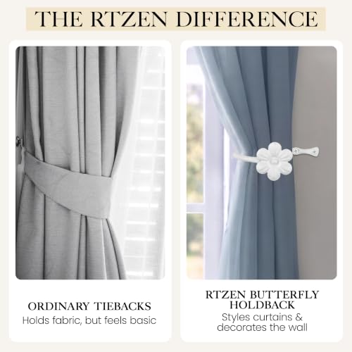 RTZEN Metal Curtain Tiebacks, Drapery Holders for Wall, 2 Pcs - size: Medium, style: Flower - W