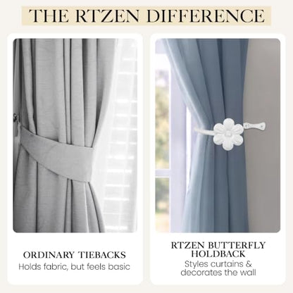RTZEN Metal Curtain Tiebacks, Drapery Holders for Wall, 2 Pcs - size: Medium, style: Flower - W
