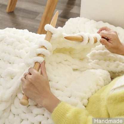 WESHIONGOO Chunky Knit Blanket Throw 40"×40" Cream White - color: Cream White, size: 40"x40"(Small Size Throw)