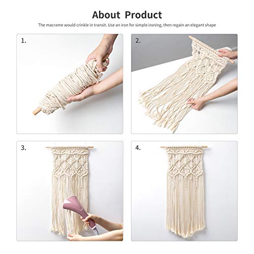 Mkono 2 Pcs Macrame Wall Hanging, Boho Woven Chic Tapestry Decor, Ivory - size: Medium