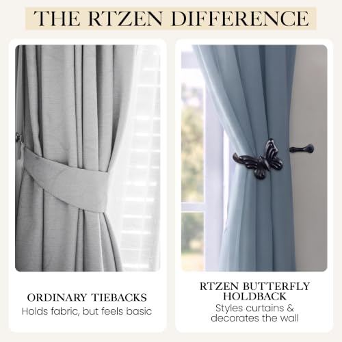 RTZEN Metal Curtain Tiebacks, Drapery Holders for Wall, 2 Pcs - size: Medium, style: Butterfly