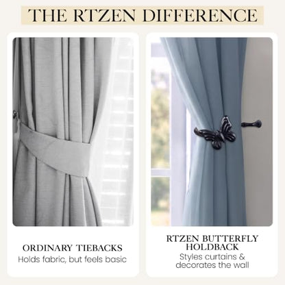 RTZEN Metal Curtain Tiebacks, Drapery Holders for Wall, 2 Pcs - size: Medium, style: Butterfly