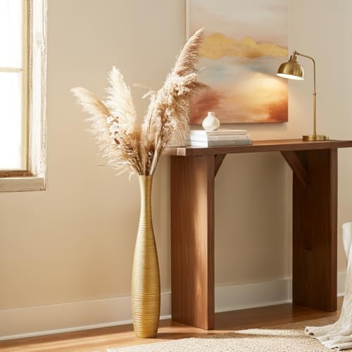 Tall Floor Vase, Large Vases for Rustic Home Decor Modern Farmhouse, Sturdy, Luxury, Textured, Vessel for Decorative Branches Dried Flowers, 27.5 inches Floor Vase for Decor, Gold Vases