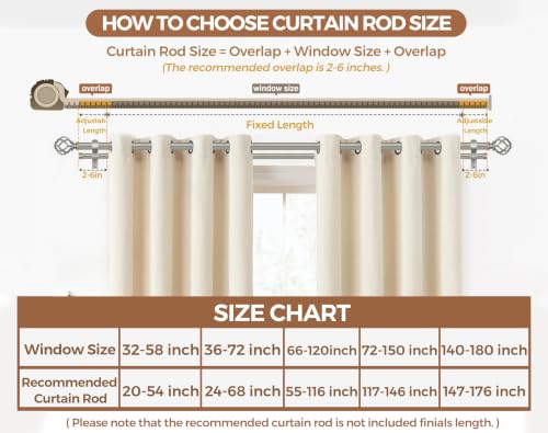 KAMANINA 1 Inch Double Curtain Rod 72 to 144 Inch, Antique Silver - color: Antique Silver, size: 72-144"