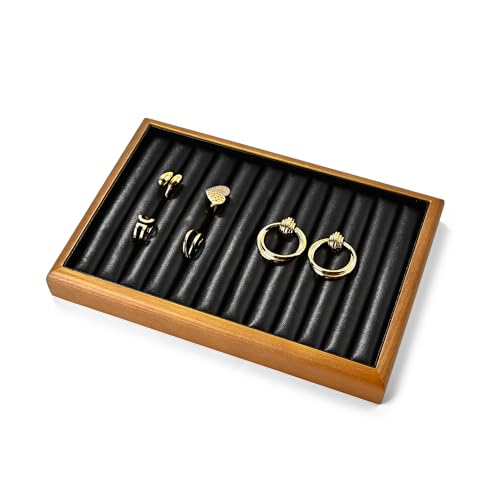 Oirlv Black Wood Jewelry Ring Display Tray - color: Black, size: 11 slot