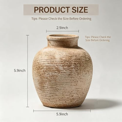 6 Inch Brown Ceramic Flower Vase Home Decor - color: Brown