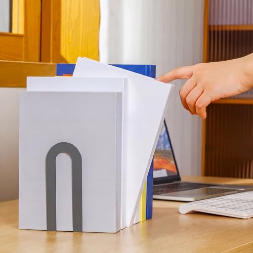 Chunful 6 Pcs Gray Metal BookEnds Shelves, 5.5 x 3.75 x 2.25 in - color: Gray, size: 5.5*3.75*2.25inch