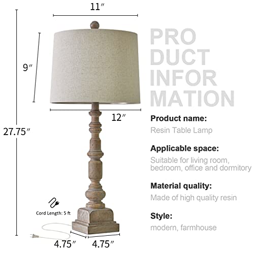Oneach 27.75" Farmhouse Table Lamps Set of 2 for Living Room, Dual USB Port - color: Antique Beige