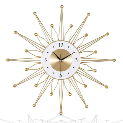 Lafocuse 23 inch Metal Large Gold Starburst Wall Clock Mid Century Art Deco