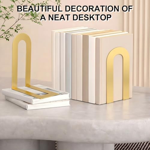 Chunful 6 Pcs Gold Metal BookEnds Shelves, 7.5 x 5.75 x 3.5 in - color: Gold, size: 7.5*5.75*3.5inch