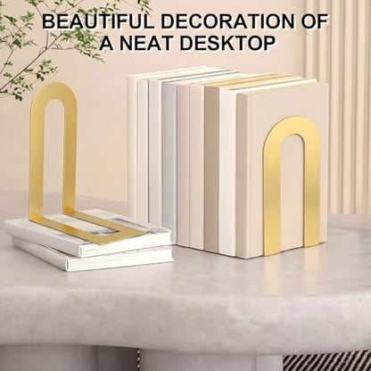 Chunful 6 Pcs Gold Metal BookEnds Shelves, 7.5 x 5.75 x 3.5 in - color: Gold, size: 7.5*5.75*3.5inch